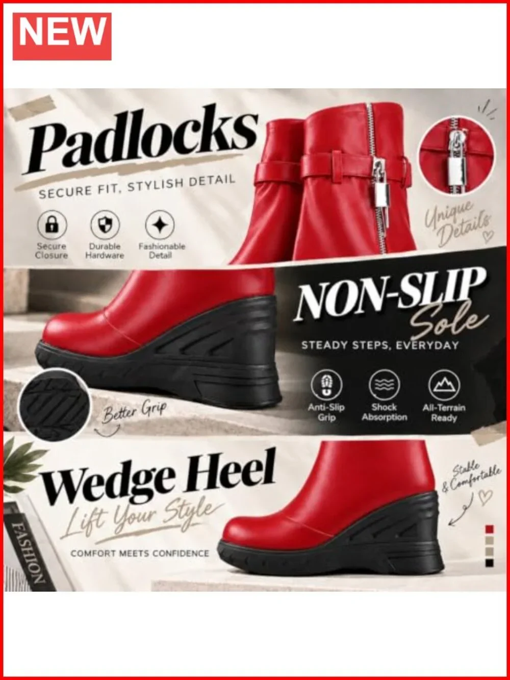 Women's Knee High Fold Over Slouch Platform Wedge Boots Faux Leather Wide Width